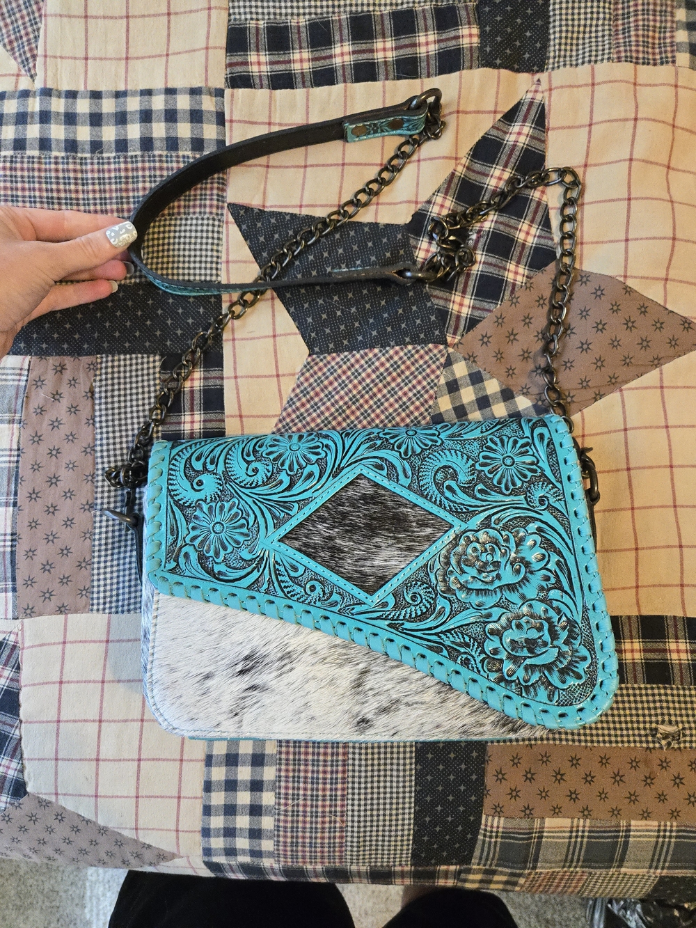 Genuine Leather & Cowhide Crossbody Bag